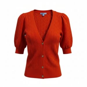 Draper James Red Orange V-Neck Cardigan Sz XS